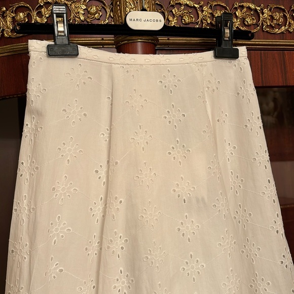 Zara embroidered 100% cotton white voluminous hem midi skirt sz.XS - Picture 8 of 16